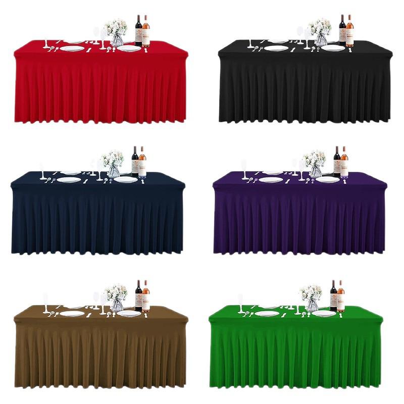 Solid Color Stretch Rectangular Table Skirt for Banquets and Conferences