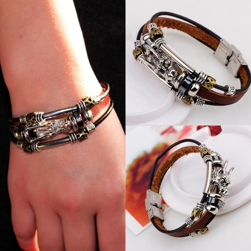 Браслет мужские аксессуары тибетский мужской кожаный браслет модный мужской винтажный паратаксис дракон