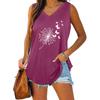 Women Fashion V Neck Tank Top Summer Casual Printed Sleeveless Top