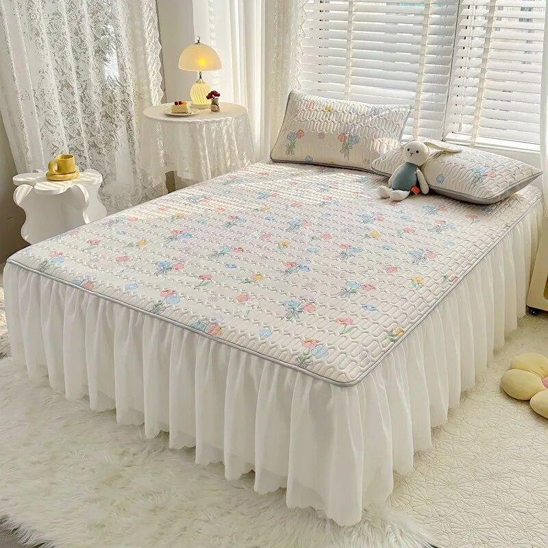 Летний комплект прохладных простыней из латекса, благоприятный для кожи, моющийся, кондиционер, юбка-кровать, нескользящие защитные чехлы для матраса