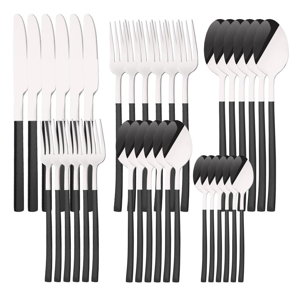 36 шт./6 компл., набор столовых приборов мятного золота, зеркало, столовые приборы из нержавеющей стали, нож, десертная вилка, чайная ложка, столовая посуда, кухонная посуда для ресторана