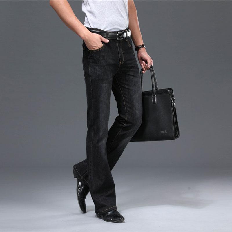 Jeans Men Men's Flared Jeans Boot Cut Leg Flared Loose Fit High Waist Male Designer Classic Denim Jeans