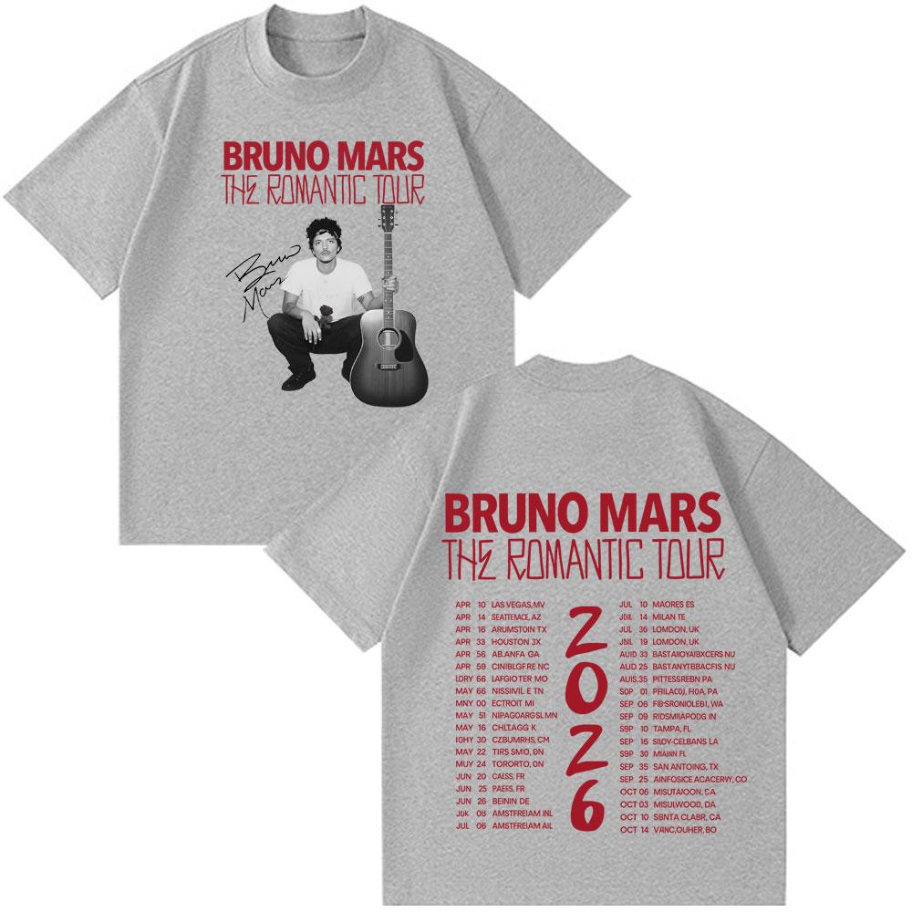 Rapper Bruno Mars RoUnisextic Tour Graphics Tshirt Unisex and Women Summer Cotton Clothing Fashion Short Sleeved Top Streetwear