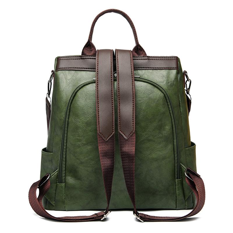 Легкий модный рюкзак унисекс из искусственной кожи, простой винтажный порт для наушников, несколько карманов с регулируемыми ремнями для работы и путешествий