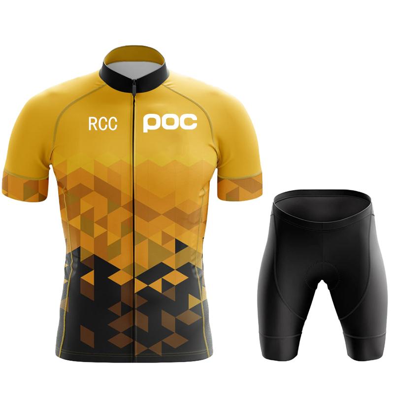2026 Rcc Poc Fietsen Set Fiets Team Korte Mouw Maillot Ciclismo Mannen Wielertrui Zomer Ademend Fietsen Kleding Set
