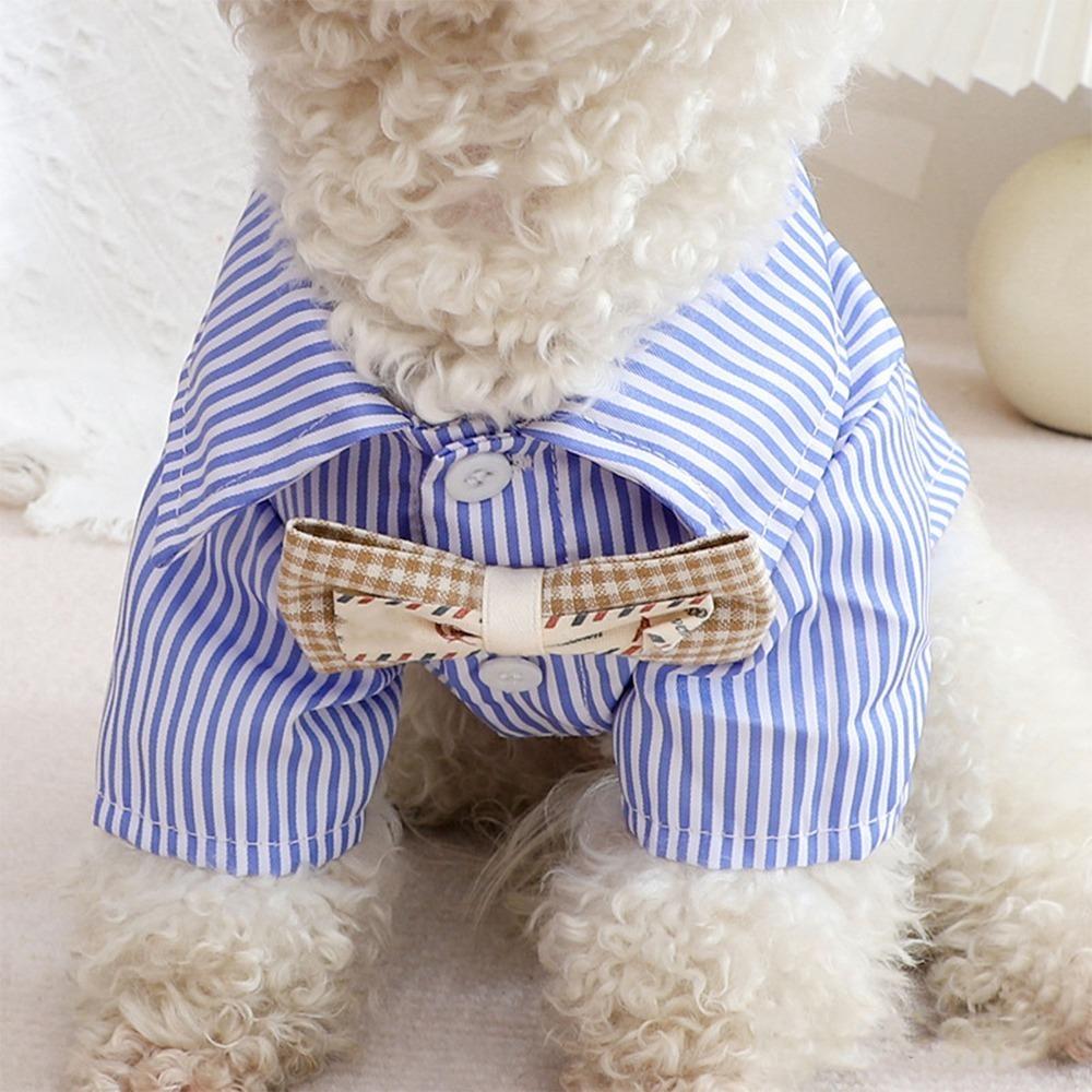 Striped Pattern Pet Clothes Thin Lightweight Canine Apparel Small Breed Dog Shirt Home Leisure