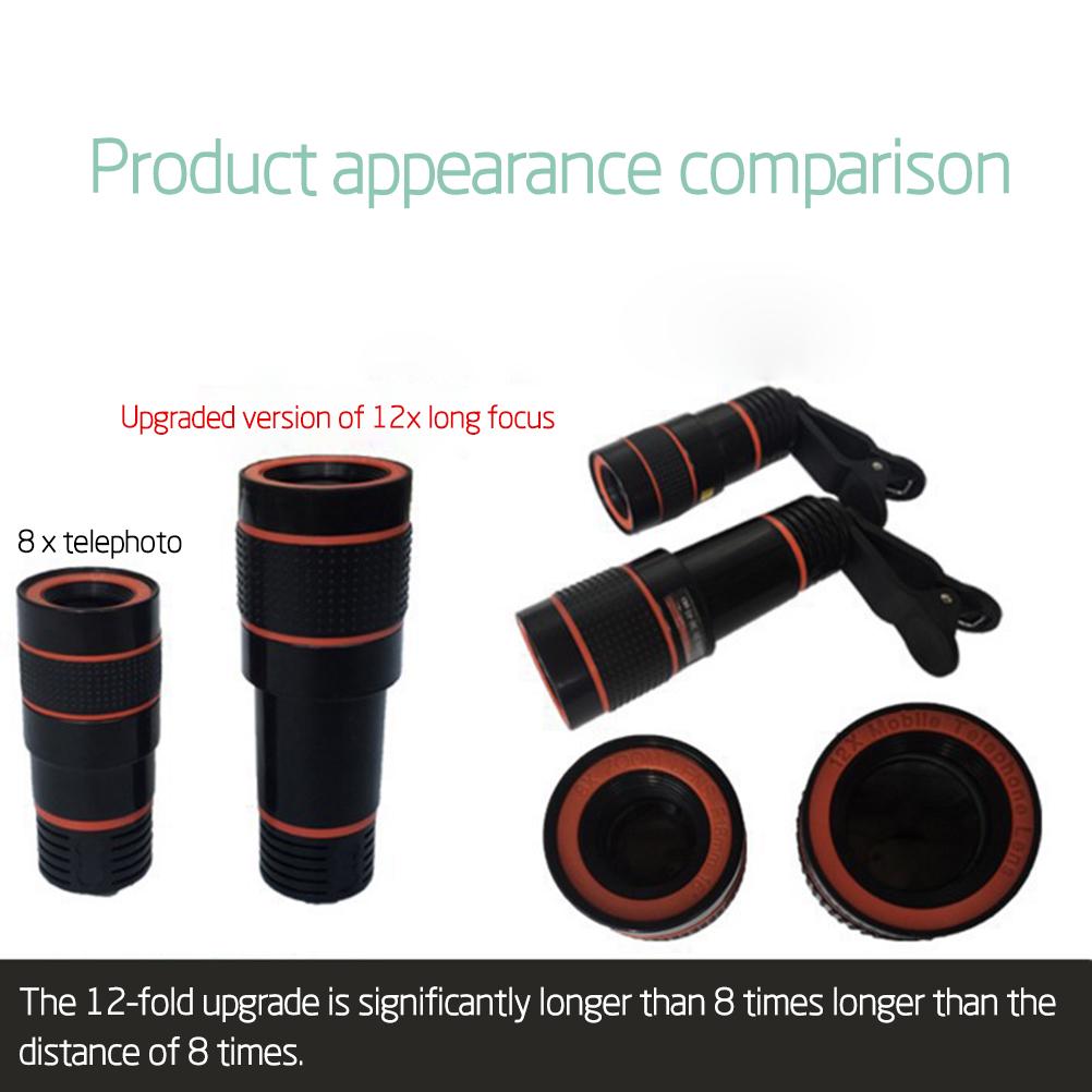 Clip-On 12X Optical Zoom Hd Telescope Camera Lens For Universal Mobile Phone