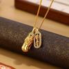 Copper Gold Plated Pendant Necklace With Pixiu Vajra Charm Rhinestone Accented Layered Choker Women