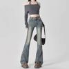Comfortable Micro Flare Jeans Female Autumn Retro Blue High Waist Large Size Design Sense Niche Skinny Flare Trousers Jeans for Women Long Denim Pants