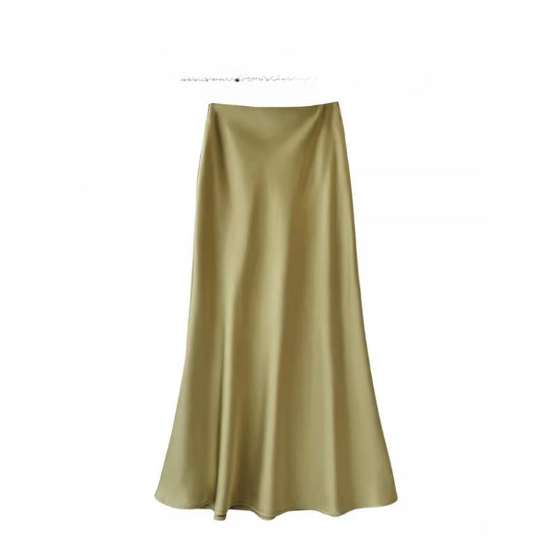 Bust Skirt Spring New High Waist Thin Silky Long A-shaped Hip Skirt Fishtail Skirt