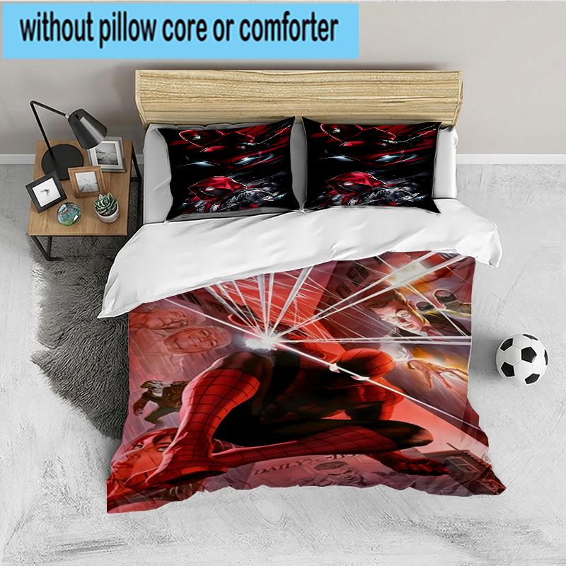 3PCS Red Spider Art Bedding set,Ideal for1pc Duvet Cover And 2pcs Pillowcases Perfect for Christmas gift,Ideal for Bedroom, Dormitory