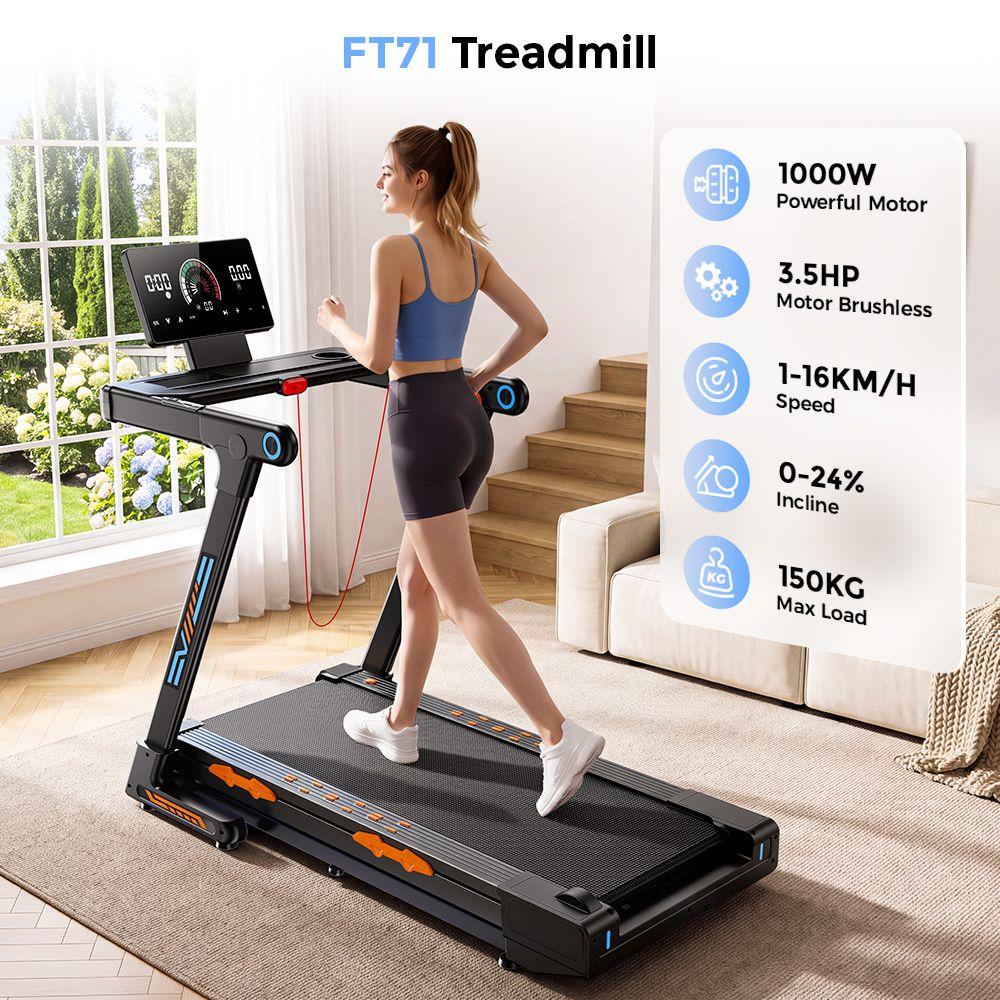 Formill FT71 Foldable Treadmill, 1–16 km/h, Bluetooth And App, LED Display, 24% automatic incline, Max Load 150Kg