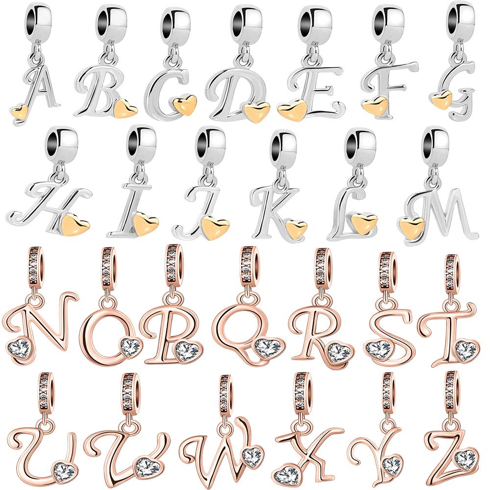 Новый медный с покрытием Rose Gold, Light Gold, двухцветный, с 26 английскими буквами, подвеска-шарм, совместим с браслетами, ожерельями, для самостоятельного изготовления украшений