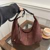 Vintage Inspired Large Capacity Tote Bag for Women Casual Solid Color Matte Leather Shoulder & Crossbody Bag