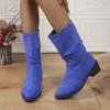 2024 Новые популярные универсальные женские ботинки плиссированные универсальные замшевые темпераментные модные ботинки с круглым носком Zapatos De Mujer