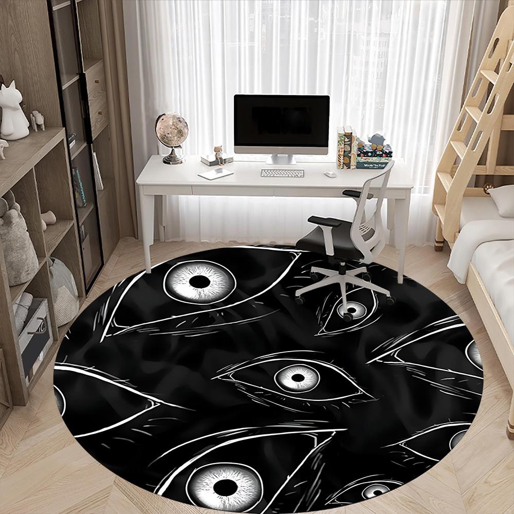 1pc Eyes Pattern Office Round Area Rug, Mat Suitable For Office, Under Office Chairs Bedroom Living Room Home Decor, Room Deco