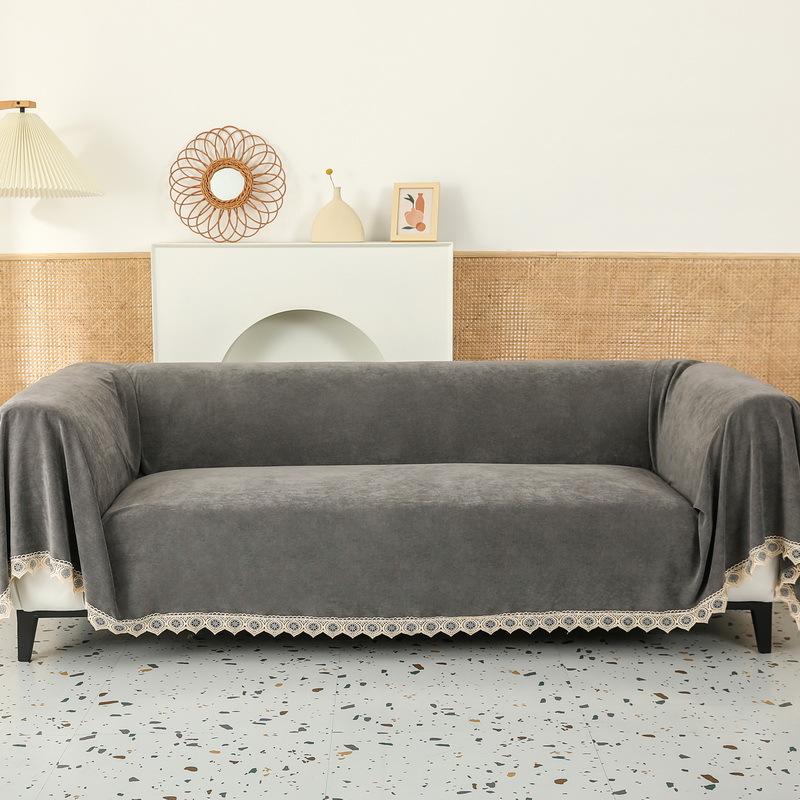Solid Color Waterproof Blanket Single Full Cover Chenille Sofa Cover Dust Anti-cat Scratch Protection Cover Sofa Blanket Carpet