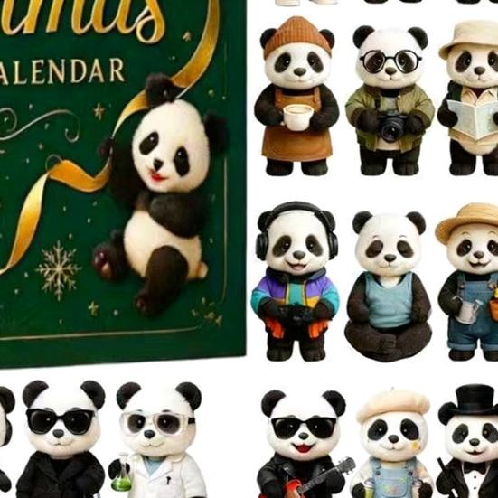 Panda Christmas Advent Calendar 2025 24 Days Countdown Box Unique Panda Figurines Festive Decor for Tree & Animal Lovers