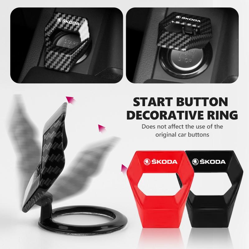 Car One Click Engine Start Stop Switch Button Protective Cover Ignition Device Cover For Skoda Fabia Kodiaq Kamiq Superb Yeti OO888