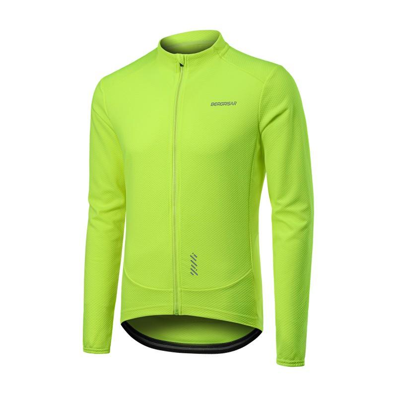 Mens Long Sleeve Cycling Jersey Full Zip Stand Collar Quick Dry Breathable Road Bike