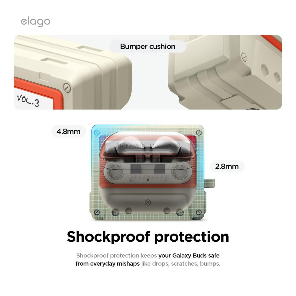 Galaxy Buds3 Pro Buds 3 Case Shockproof Soft Silicone Cover Cassette Tape Design 3 Galaxy Buds 3Pro Galaxy Buds 3 CASETTE TAPE HANG CASE Classic White