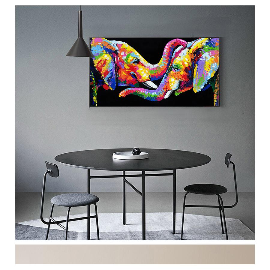 Картины на холсте, настенные художественные постеры и принты, пара слонов, фотографии для декора гостиной, абстрактные животные, красочный слон