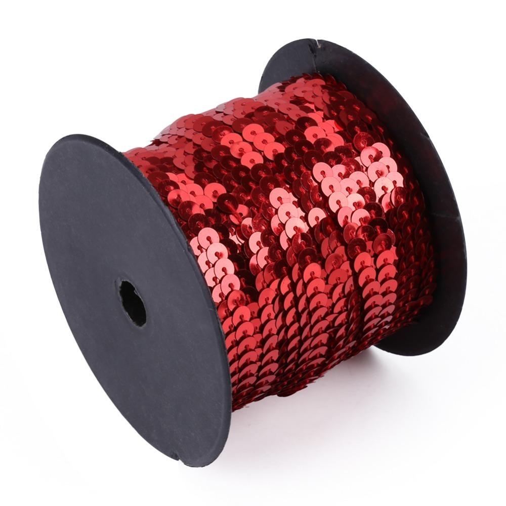 1PCS 100 Yards Sequin String Flat Round Paillette Ribbon Embellish Sequin Trim Costumes