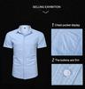 Men‘s Cotton Shirt Breathable Sweat-Absorbent Smart Casual Short-Sleeve Summer Men Solid Color Turn-Down Collar Shirts Plus Size