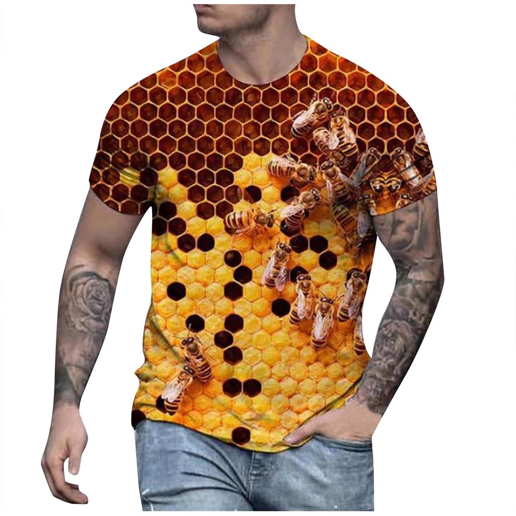 Men'S T-Shirt Short Sleeve Printed Summer Round Neck Top Trend Casual Sweatshirt