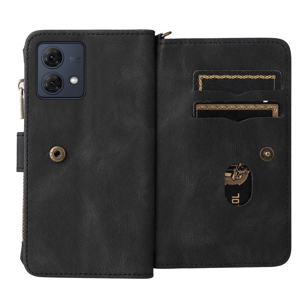 For Motorola Moto G84 5G Zipper Wallet Case with 15 Card Slots and Strap Leather Phone Cover