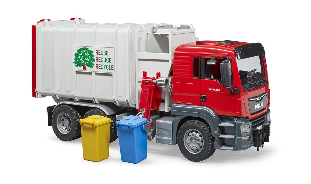 BRUDER MAN Side Opening Garbage Truck RED BR03761