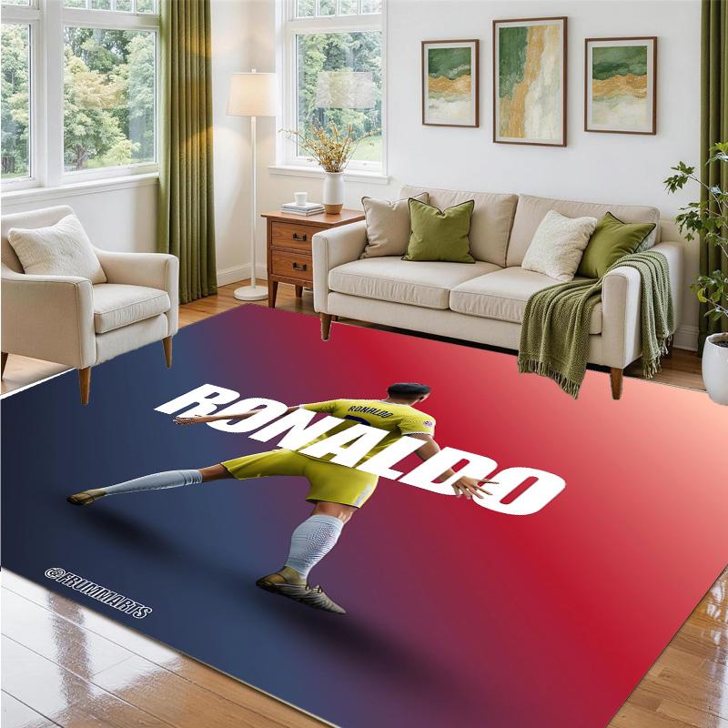 Cristiano Ronaldo Design Crystal Velvet Rug Soft Decorative Mat for Bedroom Entrance
