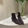2024 осень-зима остроносые тонкие эластичные сапоги тонкие сапоги средние сапоги матовые высокие каблуки бархатные короткие сапоги для пригородных поездок женские