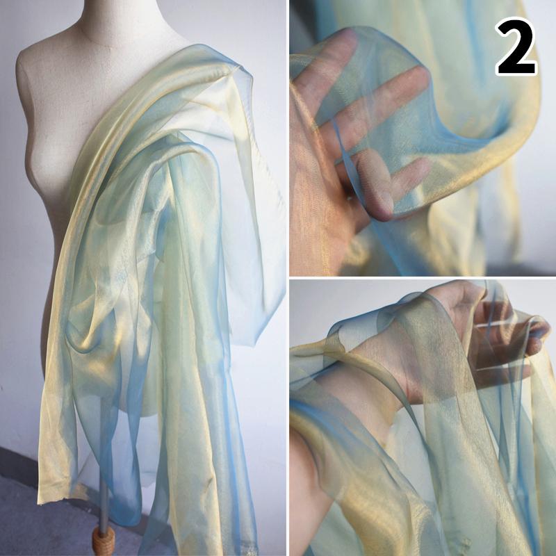 Лазерный кристалл синяя градиентная сетка марля дизайнерская ткань мягкая пряжа кружевная вуаль ткань для самостоятельного шитья платье юбка сценическая одежда ханьфу