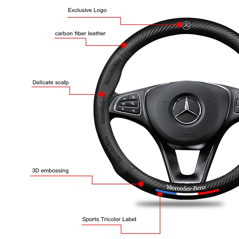 Чехол на руль автомобиля GLC GLB Противоскользящие накладки на руль из углеродного волокна Для Mercedes Benz AMG W204 W205 W203 W211 W212 W213 W