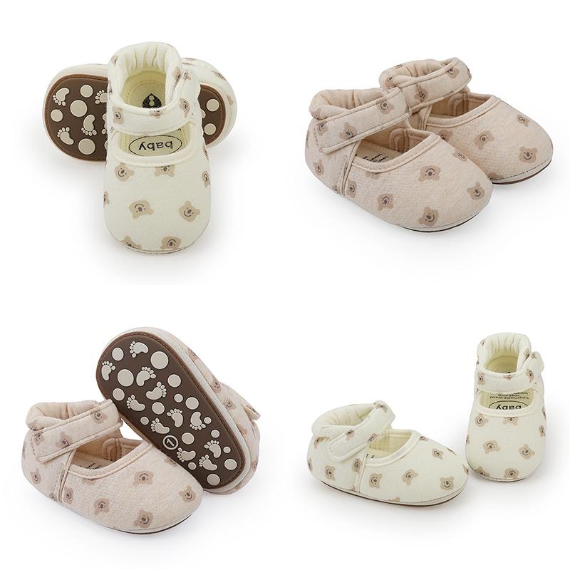 Детская весенне-летняя милая удобная нескользящая обувь с мягкой подошвой и принтом медведя, повседневная обувь