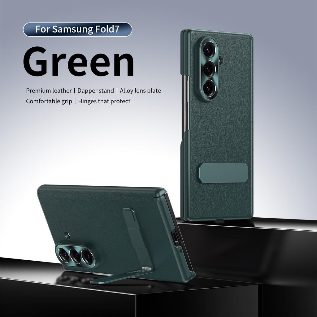 Leather Bracket Phone Case for Samsung Galaxy Z Fold 7 6 5 4 5G Fold7 Fold6 Fold5 Anti-Drop Shockproof Protective Cover