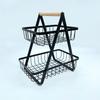 2 Tier Fruit Basket Bowl for Kitchen Counter,Bread Vegetable Fruit Basket Bowl Stand,Detachable Metal Basket Storage