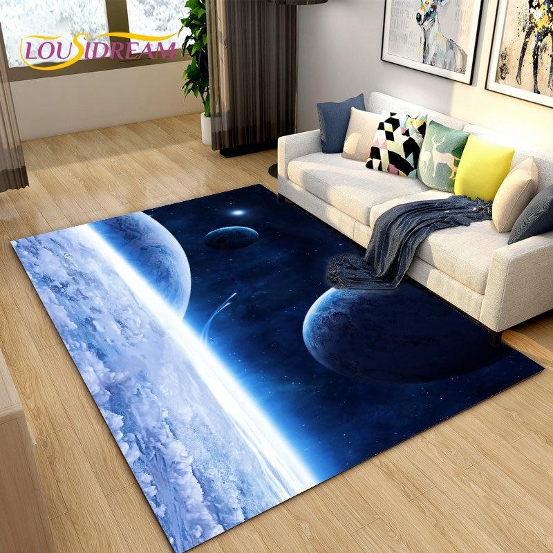 3D Galaxy Space Коврик с фиксированными звездами, Коврик для гостиной, Украшение детской комнаты, Детские игры, Нескользящий напольный коврик