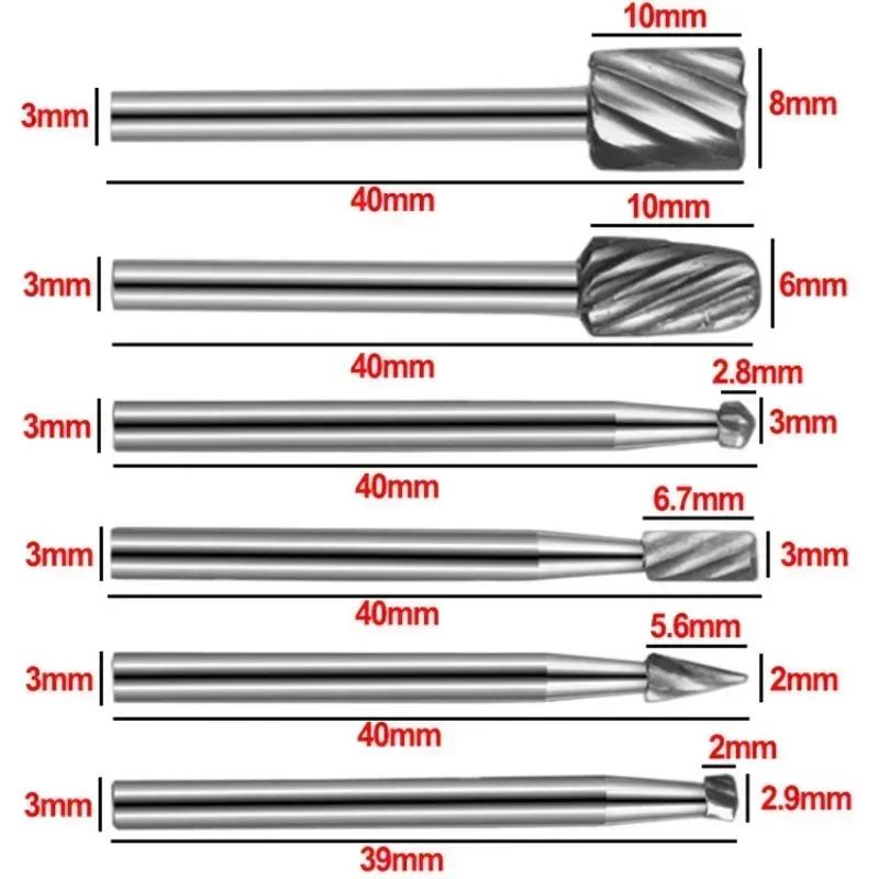 6Pcs HSS Routing Router Drill Bits Set Milling Cutter Rotary Burr Tool CNC Engraving Abrasive Tools Wood Metal Milling Cutter