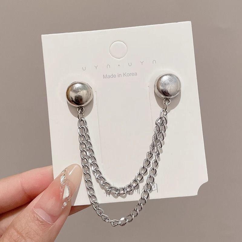 Многофункциональная магнитная клипса для одежды с цепочкой, металлическая клипса-пуговица, фиксатор для одежды, шарфа, манжет брючин, магнитная брошь-пин