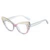 The new cat's eye color matching personalized anti-blue flat mirror can be matched with elegant glasses for European and American women