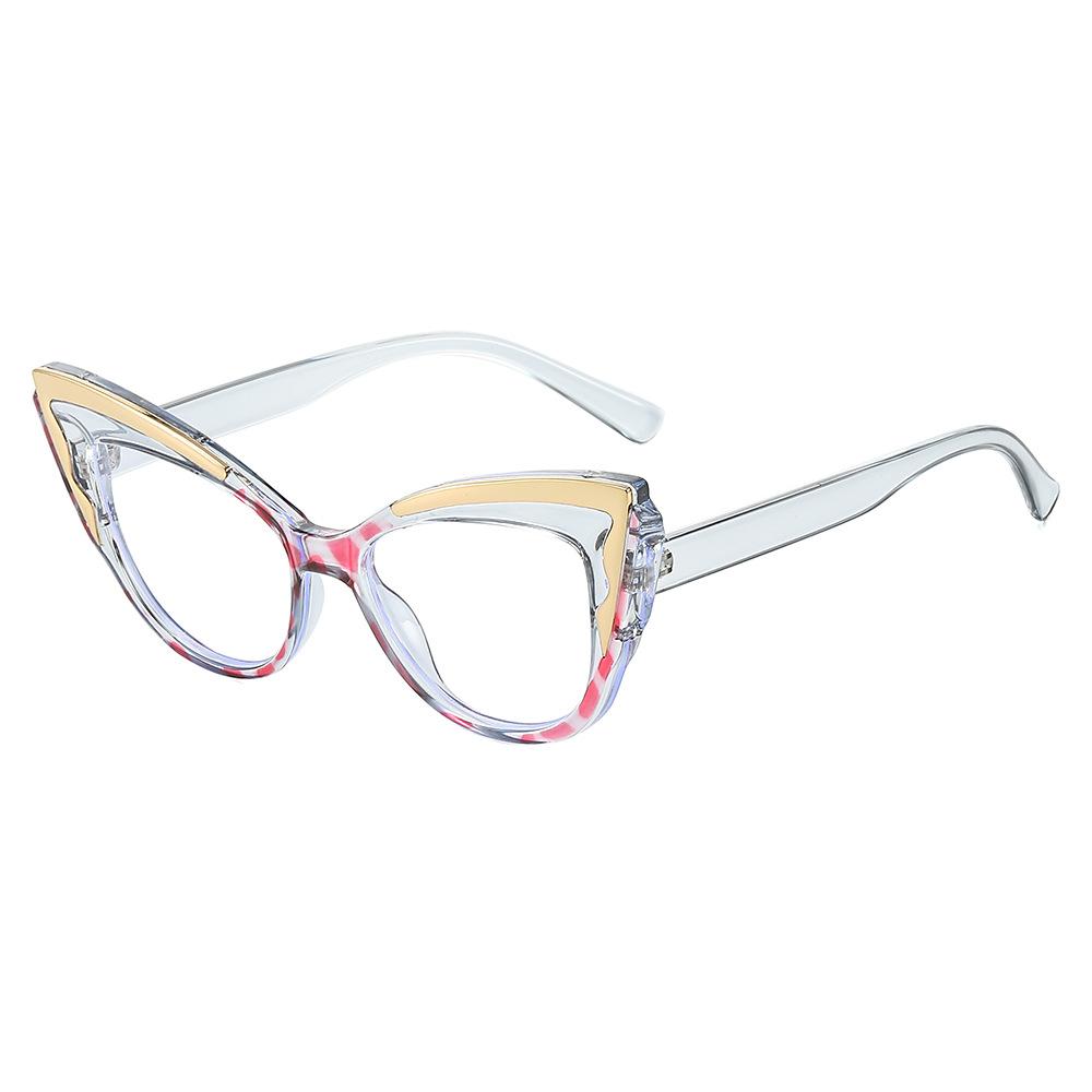 The new cat's eye color matching personalized anti-blue flat mirror can be matched with elegant glasses for European and American women
