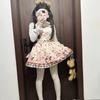 Японское Кавайное Мультяшное Платье Лолита Женское На Тонких Бретельках С Открытыми Плечами Кружевной Бант Мини JSK Платье Сладкое Вечернее Лолита Летнее