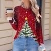 Women's Fashionable Casual Christmas Printed Pleated Comfortable Round Neck Loose Long Sleeve T-Shirt Top