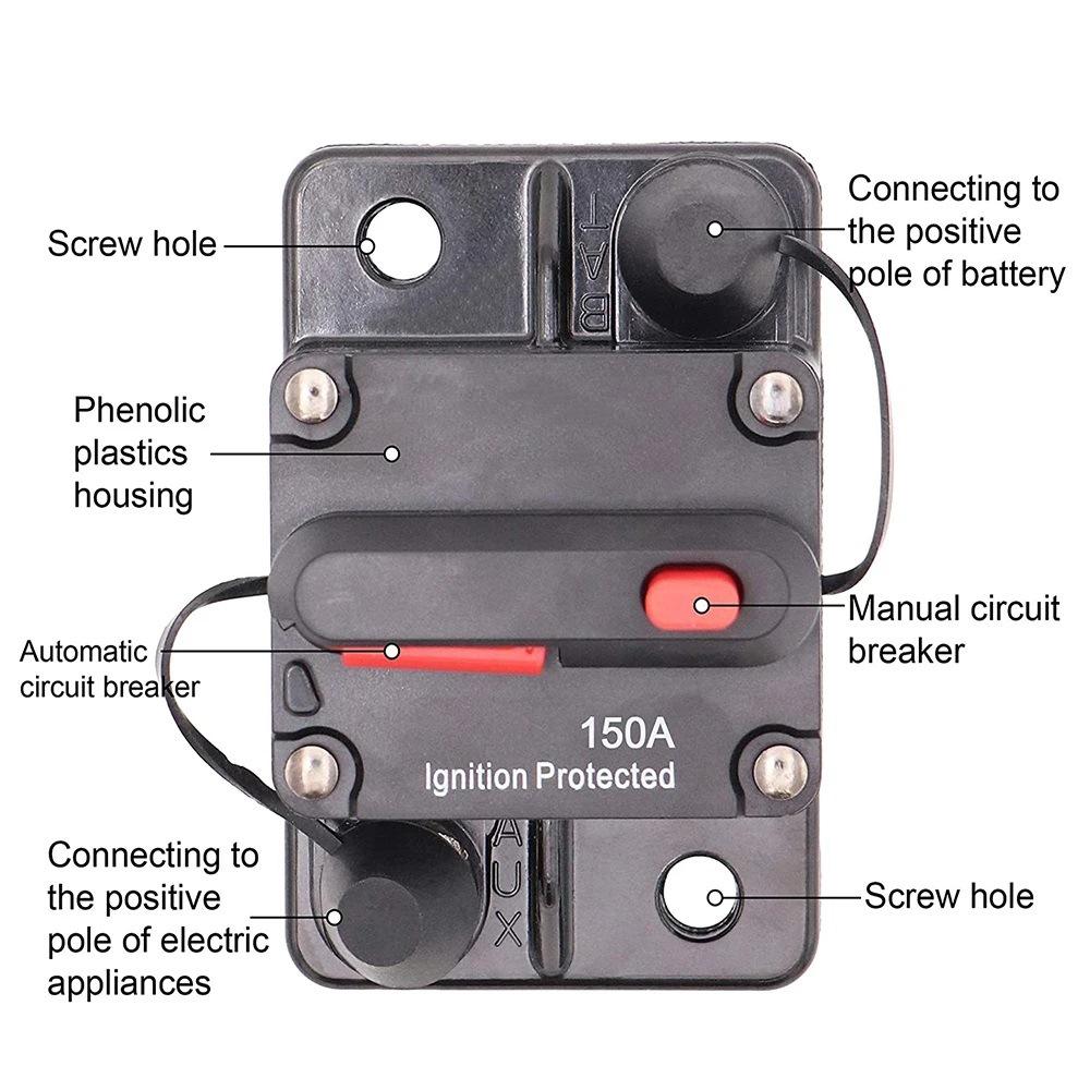 AMP Circuit Breaker with Manual Fuse Reset 12-48V DC for Car Boat Battery 30A 40A 50A 60A 70A 80A 100A 120A 150A 200A 250A 300A