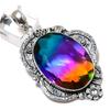 Natural Bi-Color Tourmaline Handmade 925 Sterling Silver Pendant 2.60" k9Z76