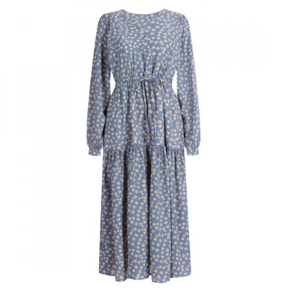 Shop Women S V Neck waiSt String 2 Layer RUffle Floral dreSS Sora Th U Wdr