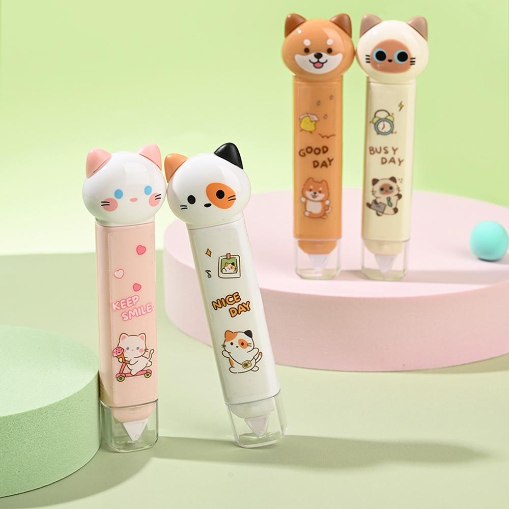 1/4 шт. Лента-корректор Busy Cat и клей-карандаш Милый мультяшный котенок Двусторонняя функция Корректирующие ленты Клей