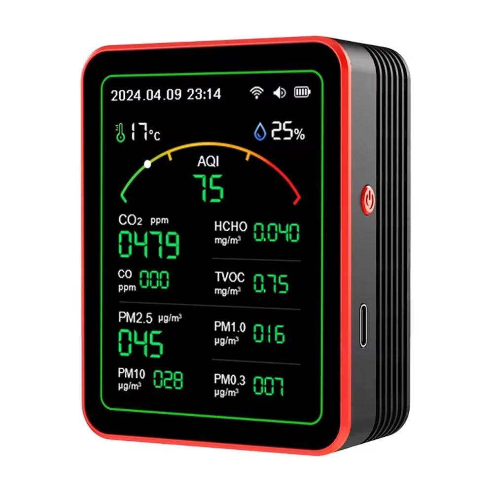 Портативный 15-в-1 WiFi монитор качества воздуха в помещении с TFT-дисплеем AQI PM0.3 PM1.0 PM2.5 PM10 Тестер температуры и влажности